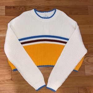 American eagle cropped sweater size M colors: cream blue maroon yellow